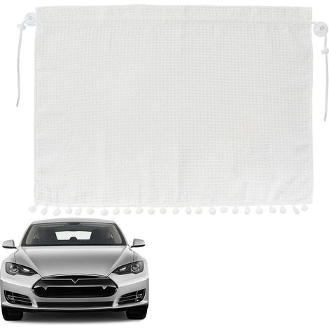 Rideau de voiture blanc avec ventouses – Structure gaufrée de luxe, intimité et occultation, pare-brise/pare-soleil de fenêtre latérale à coupe universelle (1/5)