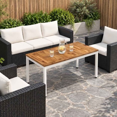 vidaXL Coffee Table Natural and White 49 x 100.5 x 45 cm (1/5)