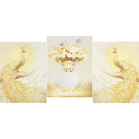 Décor mural doré paon jaune, impression jet d'encre, tableaux artistiques pour maison, décoration murale élégante, oeuvres d'art encadrées, lot de 2, 40x60cm (1/5)