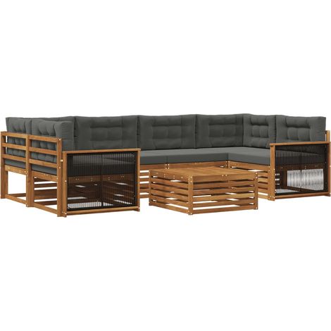 Set di divani da esterno 7 pz Naturale e Antracite vidaXL (1/5)