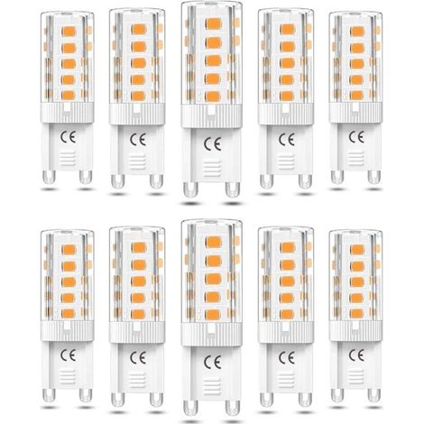 Packung mit 10 dimmbaren G9-LED-Lampen, 3 W warmweiß 3000 K, entspricht 50 W Halogen AC110/220 V [Energieklasse F] (Nicht dimmbare Version) (1/5)