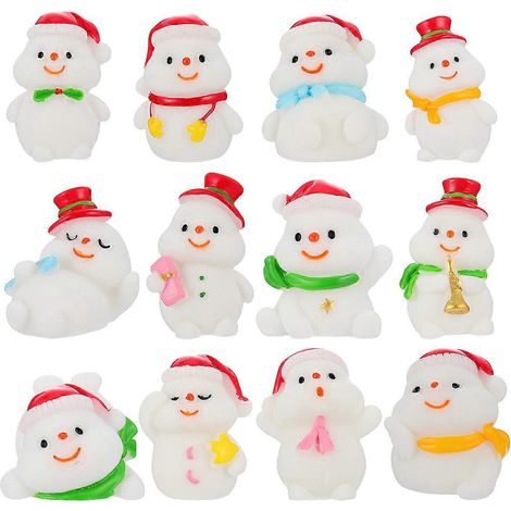 Lot de 12 mini décorations de bureau en résine style Noël, micro-paysages décoratifs-3X2.5CM-White (1/3)
