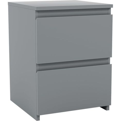 Comodino, Camera da letto con 2 cassetti, Grigio (1/4)