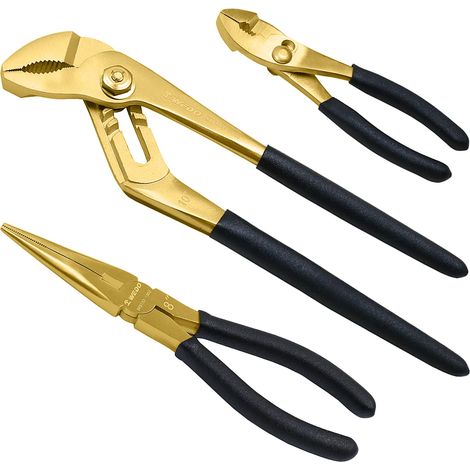 Lot de 3 pinces en laiton avec poignée antidérapante, pince à bec tranchant de 20,3 cm, pince à joint à rainure de 25,4 cm, pince à joint coulissant de 15,2 cm (1/5)