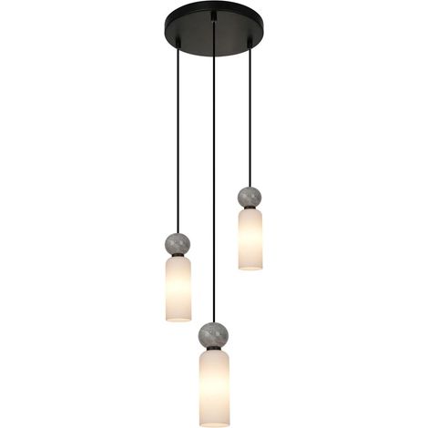 Suspension SANTOS noir mat, verre opalin, 3xG9 Italux (1/3)