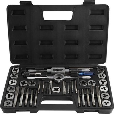 40 pièces M3-M12 taraud à vis et jeu de matrices avec clés et jauge de filetage outils à main robustes HB045 -LES (1/4)