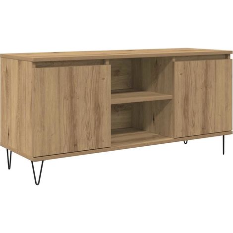Mueble TV rectangular moderno con 2 puertas 104 x 35 x 50 cm de madera contrachapada roble artesanal 020052764 (1/5)