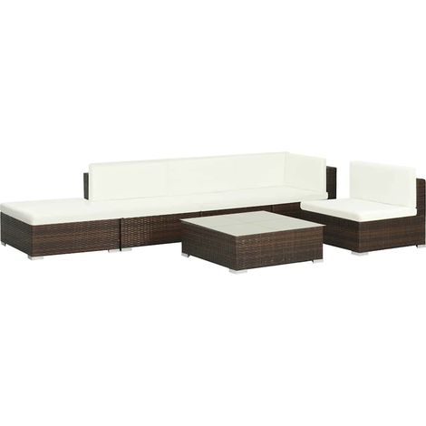Maison Exclusive - Set Divani da Giardino 6 pz con Cuscini in Polyrattan Marrone (1/4)