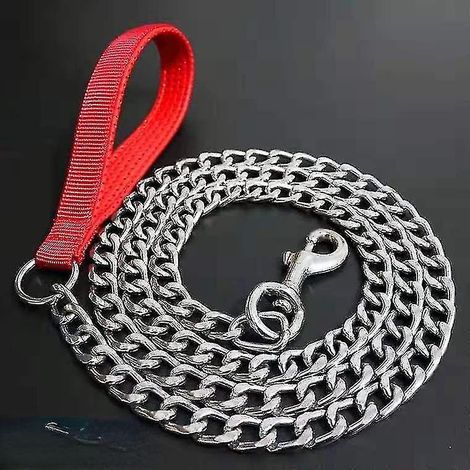 Laisse anti-morsure pour chien, en chaîne de traction en fer avec mousse anti-coupure, pour chiens de petite, moyenne et grande taille. Chaîne en métal de 2 mm de diamètre et 1,8 m de long. (1/5)