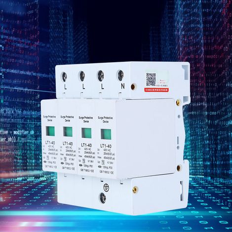 Parafoudre 4P LT1‑40, module de protection 40 kA, parafoudre basse tension, blanc (1/5)