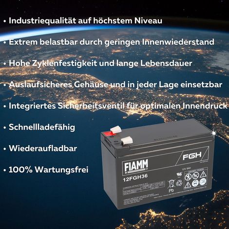 Fiamm Blei-Akku 12FGH36 Pb 12V / 9Ah Faston 6,3 (1/5)