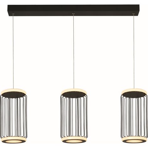 Circolo 3-Licht-Cage-LED-Bar-Deckenleuchte, schwarzes Metall (1/5)