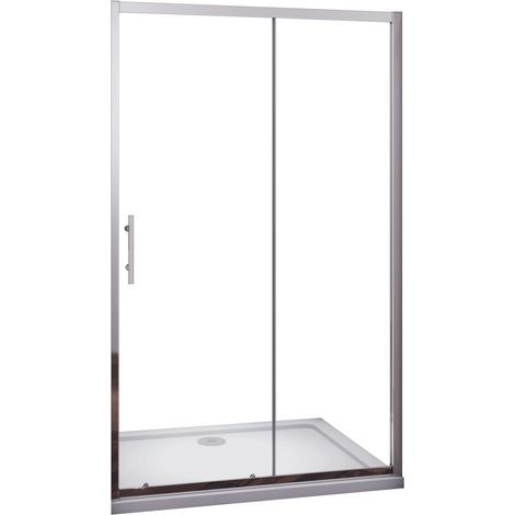Nischentür Schiebetür 110x185, 5mm ESG Klarglas,Komplett Chrom-Optik mit Griff,platzsparend,Dusche (1/5)