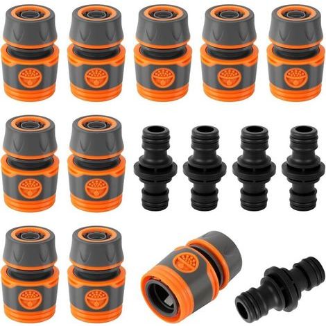 Raccords de Tuyau D'arrosage, 15 Pièces Embout Tuyau Arrosage avec Accessoires de Raccord, Connecteur Rapide de Tuyau D'arrosage 1/2 Pouce Raccord Tuyau Arrosage pour Famille Jardin (1/5)