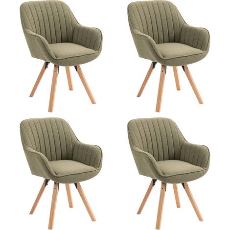 MEUBLES COSY Set di 4 poltrone da pranzo girevoli scandinave CARSON in tessuto verde