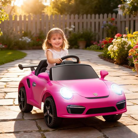 RUF CTR 3 Clubsport Auto elettrica per bambini con licenza ufficiale, telecomando, doppio motore, ruote ausiliarie, rosa