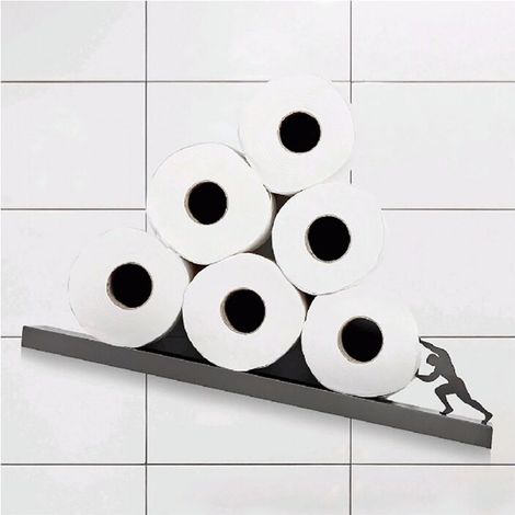 Toilettenpapierhalter aus Edelstahl, kreatives Badezimmer-Papierrollen-Aufbewahrungsregal, Hercules, Badezimmer-Zubehörhalter, 44 x 10 x 10 cm