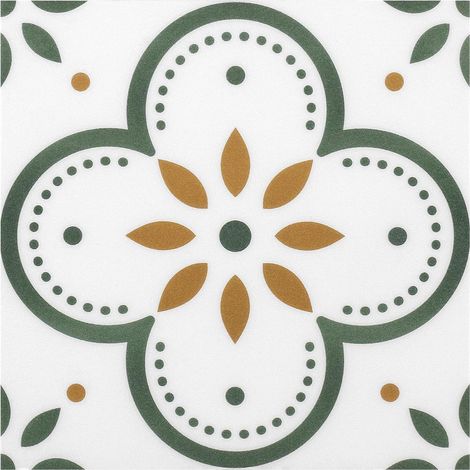 Lot de 10 feuilles membrane de carrelage de sol en vinyle   19,8 x 19,8 cm   Carreaux décoratifs pour sol, mur, cheminée(20 x 20 cm, fleur verte) (1/5)