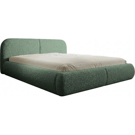 DELORA - Lit coffre tissu chenille Vert 140x200cm (1/5)