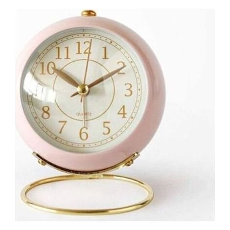 Silencieux, pas tickender Morgenwecker, pas tickender Nachttischwecker avec Veilleuse, Rétro-Réveil, mouvement à Quartz, fonctionnant sur batterie Horloge, Schlafzimmerwecker (Rose) (1/5)