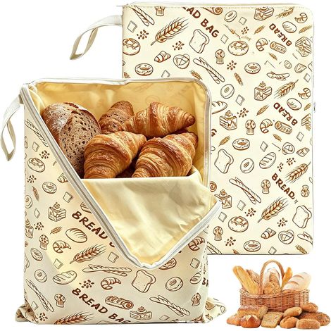 Lot de 2 sacs à pain en cire d'abeille, réutilisables, en coton, TPU de qualité alimentaire, conservation frais, pâte à levre, pain pour cuisine et pâtisserie, 32 x 43 cm (1/5)