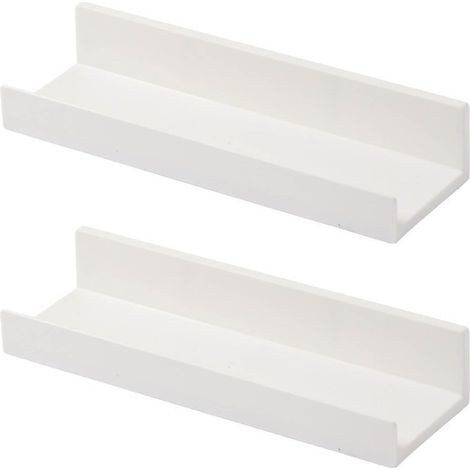 Lot de 2 étagères flottantes pour salle de bain, à installer au-dessus des toilettes, avec fixations invisibles. Décoration murale style ferme, compatible avec chambre, salon, cuisine et plantes. (1/4)