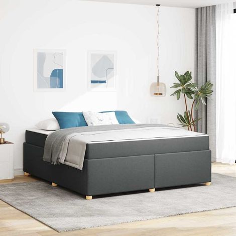 Estructura de cama con colchón Gris oscuro 180 x 200 cm tela (1/5)