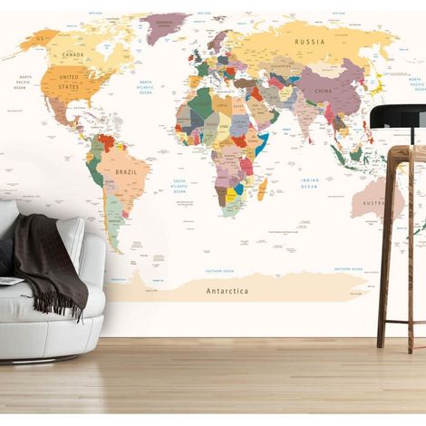 Papier peint carte du monde - 350 x 245 cm (1/4)