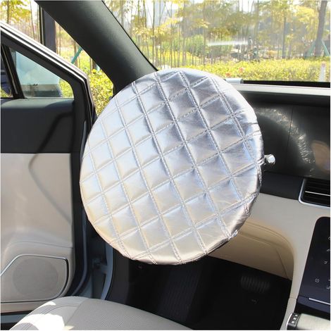 Cap solaire pour le volant, avec couche d'aluminium et revêtement en coton, modèle universel, adapté à la direction de camions d'un diamètre maximum de 15,75 pouces