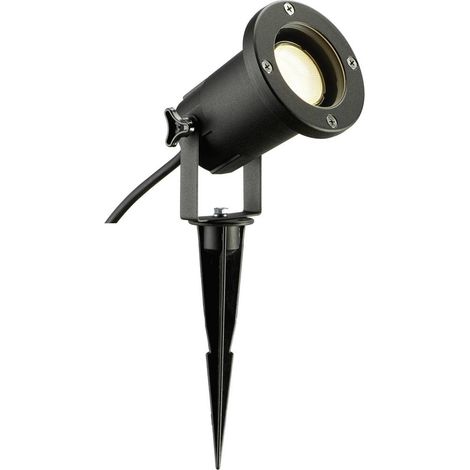 SLV – Projecteur à piquer noir GU10 11W IP65 – Aluminium – Protection contre jets d'eau – Pour espaces extérieurs – 9.5 cm de diamètre
