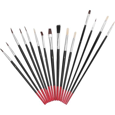 Ensemble de 15 pinceaux pour peinture artistique (gouache, aquarelle, acrylique, huile, dessin). (1/5)