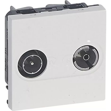 Legrand 078783 TV/fm-Anschluss legrand mosaic - ø9,52 männlich-weiblich - 2 mod - weiß (1/2)