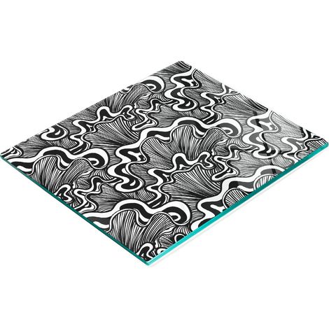 Tablero de vidrio duradero y elegante con estampado abstracto de conchas marinas, 60x52 cm.