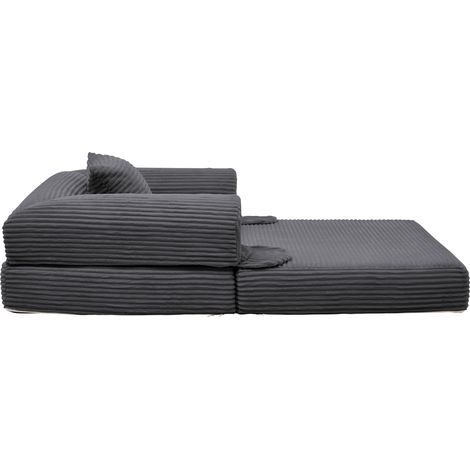 Canapé-lit 1 place convertible gain de place en tissu côtelé gris, fauteuil d’appoint avec coussin, idéal pour petit salon et chambre CHICFURN (1/5)