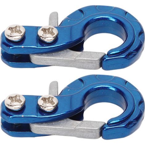 2 Pièces Crochet Remorque RC en Alliage d'Aluminium Robuste avec Câble Acier pour Voitures Télécommandées 1/10 Bleu (1/5)