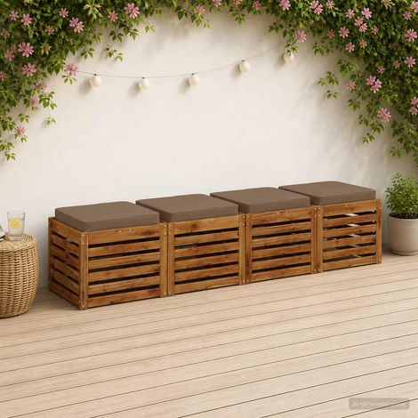 vidaXL Cojines de Asiento de 4 Piezas VUGHT 4 pcs 100% Poliéster Topo (1/5)