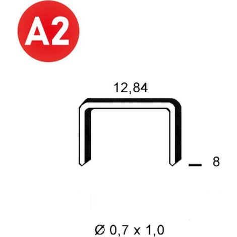 10 000 Agrafes Aluminium A-08 Inox A2 (304) - 12.84x8x0.7x1 mm - D-Work