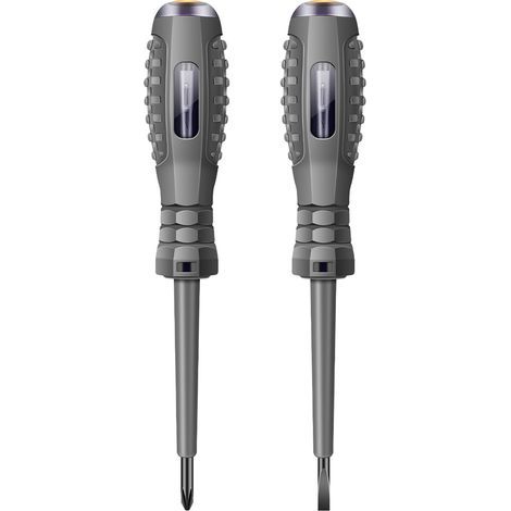 Lot de 2 testeurs de tension électriques : stylo testeur avec embout magnétique, embout de tournevis plat/Phillips, ampoule néon, isolé, sans contact, pour électriciens (1/5)