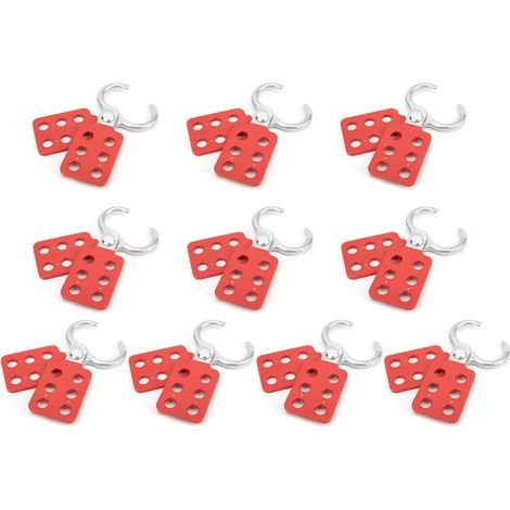 Lot de 5 moraillons de consignation, moraillon à 6 trous pour station de consignation, verrou de sécurité, jusqu'à 6 opérateurs, pour applications chimiques industrielles. (1/5)
