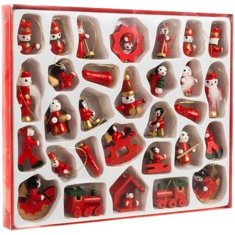 ruhhy Weihnachtsbaum Ornamente aus Holz, Set mit 30 Stück (1/5)