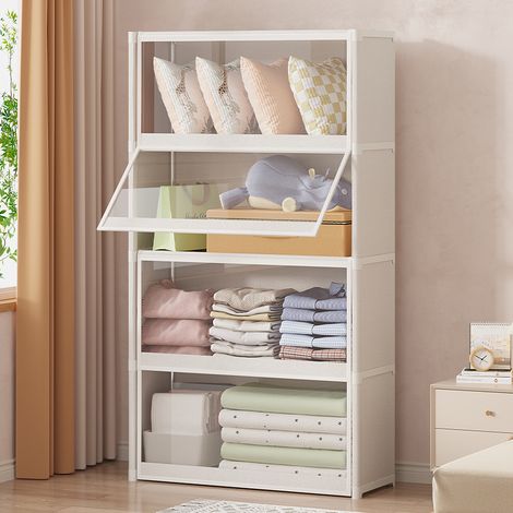 Freosen – Bibliothèque étagère 4 niveaux 64x30x139cm – Acier renforcé – Capacité 10kg par étagère – Meuble blanc pour salon, bureau, chambre (1/5)