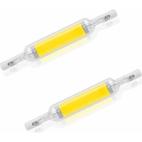 - Lot de 2 ampoules LED R7S 10 W 78 mm à intensité variable blanc froid 6000-6500 K 100 W halogène J78 de remplacement, tube de base R7S à double extrémité, angle de faisceau 360, économie d' (1/5)