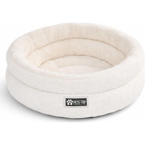 1 - Panier Chat - Coussin Chien - Lit Rond Apaisant et Doux - Pour Intérieur - Blanc Royal - 50 cm (1/5)