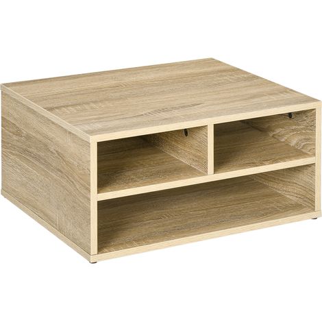 Organisateur de bureau imitation bois 3 tiroirs, support imprimante, rangement fournitures, dim. 47 x 40 x 22,5 cm (1/5)