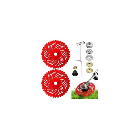 Lot de 2 lames de débroussailleuse de 22,9 cm x 36 dents en carbure de tungstène avec kit adaptateur universel, lames pour débroussailleuse, débroussailleuse, désherbeur (1/5)