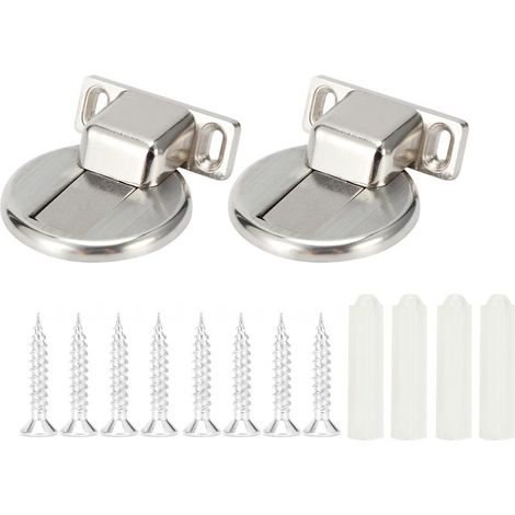 2 Lot Arrêt Porte Magnétique en Acier Inoxydable, Support Aimant Bloque Porte Accessoire (Finition Brossée) (1/5)