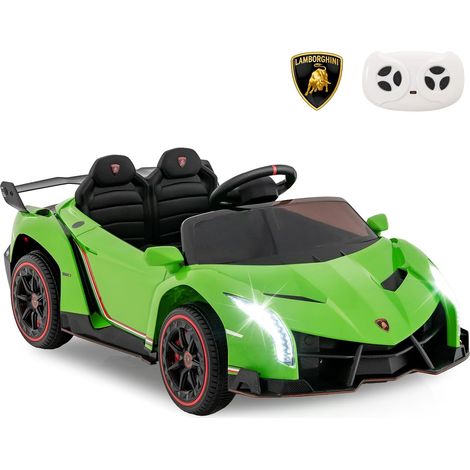 12V Lamborghini Voiture Electrique Enfants avec Télécommande 2,4G, Véhicule Electrique avec Lumières LED & Musique, Charge 30kg pour 3-8 Ans, Vert (1/5)