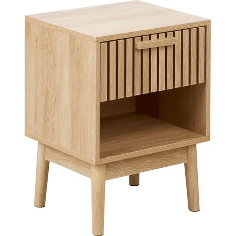 Comodino MDF Gambe in legno di pino 1 cassetto portaoggetti 1 ripiano Legno chiaro Lynwood