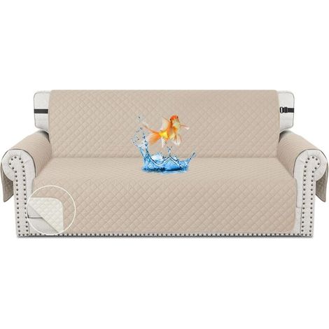 CHELZEN Housse de canapé imperméable à l'eau, Housse de canapé réversible 3 Places, Protecteur de Meubles pour Chiens pour Enfants dans Le Salon (3 Place, Beige) (1/5)