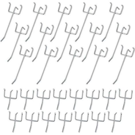 30 Pièces Crochets pour Panneaux Perforés, Crochets pour Panneau Perforé Porte Mural, Crochets Muraux pour Organiser Outils Établi Rayonnages de Magasins - 10cm/5cm (1/4)